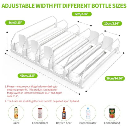 Drink Organizer for Fridge, Soda Can Dispenser for Refrigerator, Automatic Drink Dispenser for Fridge Holds up to 25 Cans, 5 Row