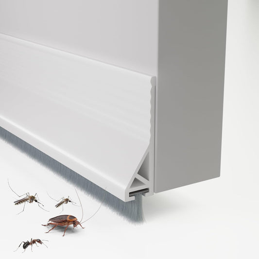 Door Draft Stopper with Brush, 39" Door Sweep for... (White | Silicone)