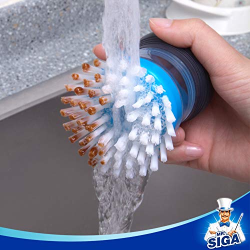 MR.SIGA Soap Dispensing Palm Brush Refill, Pack of 4 | Non-scratch, safe for non-stick cookware