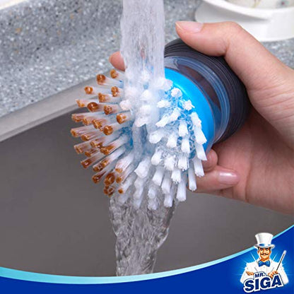 MR.SIGA Soap Dispensing Palm Brush Refill, Pack of 4 | Non-scratch, safe for non-stick cookware