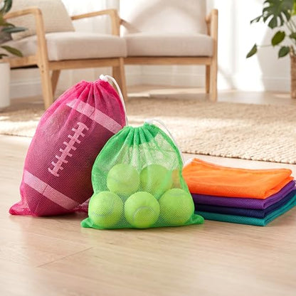 Frienda 6pcs Mesh Bag Drawstring Mesh Laundry Bags, 11 x 15 Inch Durable Nylon for Pool Beach Ball Collecting Travel Gym Laundry and Toys(Multicolor)