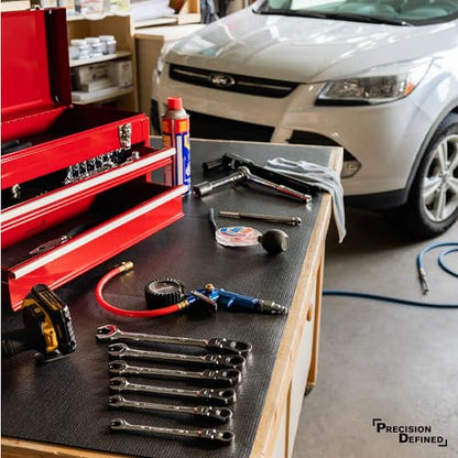 Precision Defined Toolbox Liner Non-Slip Tool Drawer Liner 16ft x 16" Black | Shelf Liner Memory-Foam, Toolbox Liner, Non Slip Tool Box Mat, Washable Tool Box Drawer Liner for Shelf, Cabinet & Workbench