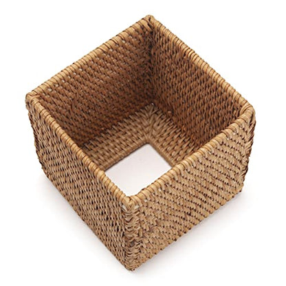 Rattan Tissue Box Cover Square, Wicker Tissue Box Holder, Decorative Woven Facial Tissue Holder for Bathroom, Kitchen, Living Room, Bedroom (Natural)