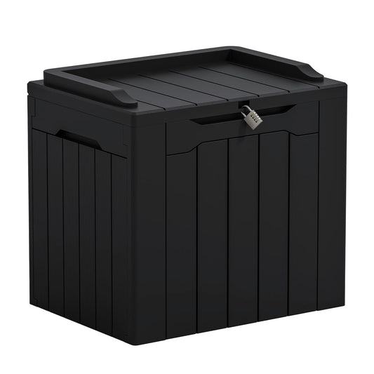 Outdoor Storage Box 31 Gallon Storage Box with Lid... (Dark Black | Resin)