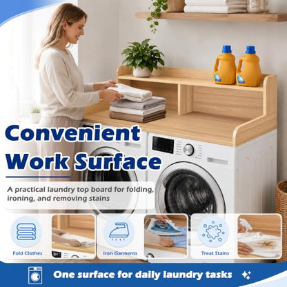 Royxen Laundry Countertop with Storage Universal Fit, Washer and Dryer Countertop with Shelf, Laundry Room Storage, 2-Tier Shelf (Oak)