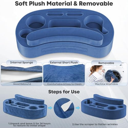 Couch Cup Holder Pillow with 6 Slots, Couch Organizer Caddy & Buddy with Customized Game Controller Hole & Armrest Pads, Removable & Washable Drink Pillow Gamer Gift for Remote, Phone, Snack