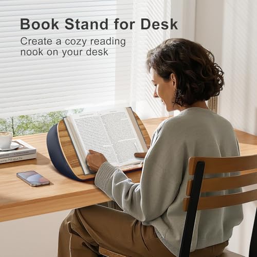 Lap Beanbag Book Stand for Hands Free Reading Comf... (Muted Gray | Wood)