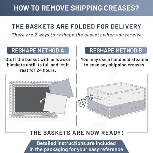 Storage Baskets 16.8”x13”x7.6” Cotton Rope Woven Baskets for Organizing 3-Pack | Toy Storage Bins | Basket for Shelves, Laundry, Blanket, Clothes, Closet, Kitchen, Bathroom, Gifts