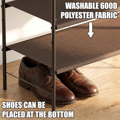 Simple Houseware 4-Tier Shoe Rack Storage Organizer, 12-20 Pair, Bronze | Space-Saving Shoe Shelf with Sturdy Metal Frame and Non-Woven Fabric Shelves for Entryway, Garage & Corridor