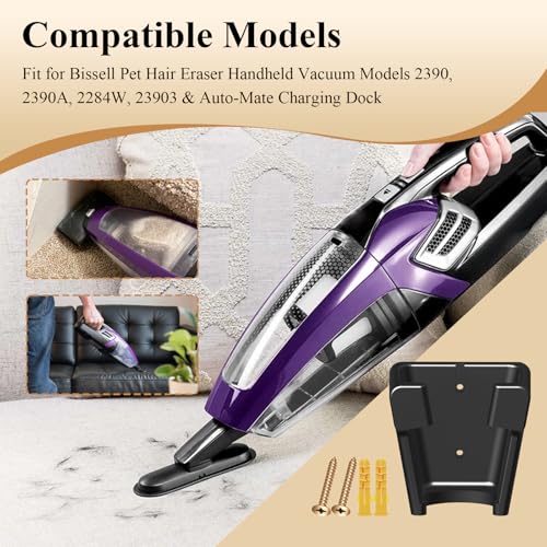 1 Pcs Wall Mount Vacuum Holder/Docking Station with Screws, Fits Bissell | Groove Design, Prevents It From Falling, Save Space and Reduce Clutter, Quality Material, Easy to Install, Strong Durability