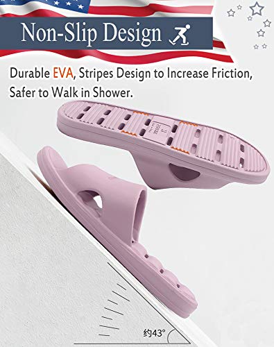 Women's Shower Slipper, Quick Drying Non-Slip Slippers, Bathroom House & Pool Sandals, In-Door Slipper for Gym, Soft Sole, Beige, Size S, M, L, XL