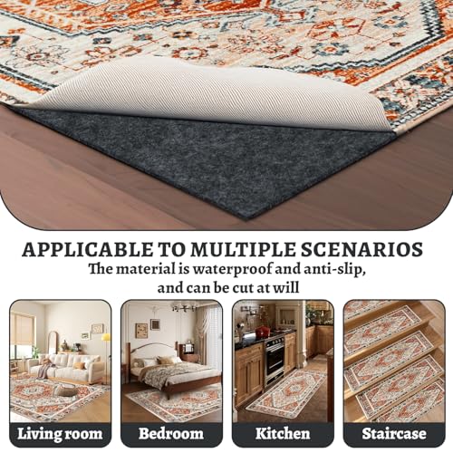 100% Waterproof Rug pad, 6x9 ft Area Rug Non-Slip Rug Pads, Carpet Pads for All Floors and finishes, Felt pad for Hardwood Floors, Keep Carpets in Place Soft and Secure