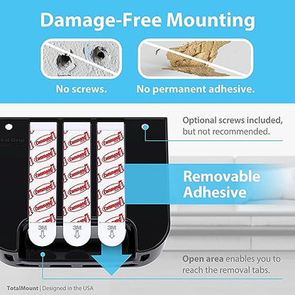 TotalMount Drop-Free Remote Holder – Removable Adhesive Strips – Black | Designed in the USA – Simply Put the Remotes In – No Tricky Magnet Alignment Needed (Holds 2 or 3 Remote Controls)