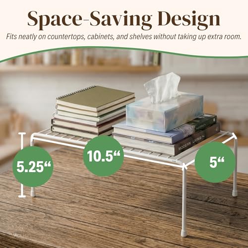 Evelots 2-Pack Wire Shelves, Cabinet Shelf Risers & Freezer Organizers | Rustproof dish risers for cabinets double storage space; use as small wire freezer shelves, pantry racks or shelf extenders.