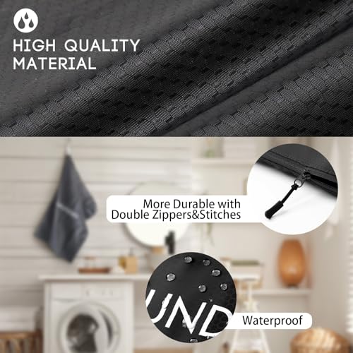XL Travel Laundry Bag, Washable Dirty Clothes Travel Bag Waterproof Wet Dry Bags Reusable Camp Clothes Organizer for Sports Home College Dorm Laundromat (1 Pcs) Black