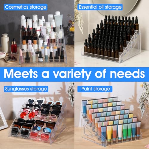 2 Pack Acrylic Nail Polish Organizer 84 Bottles of 7 Layers Acrylic Display Rack Clear Nail Polish Paint Organizer Holder Rack Eyeglasses Shelf Essential Oils Holder Stand No Tool Needed Assembly