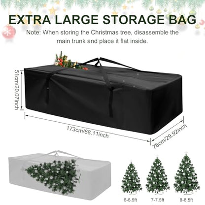 2Pack Patio Cushion Storage Bag Extra Large with Zipper and Handle | Waterproof Outdoor Cushion Storage Bags for Patio Furniture Protective Christmas Tree 68 inch L x 30 inch W x 20 inch H (2)