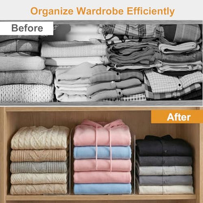 Shelf Dividers for Closet Organization: 10" Tall x 12" Deep | Adhesive Separators Features Acrylic Material and Provides Storage for Clothes and Purses in Bedroom Cabinets(8-Pack)