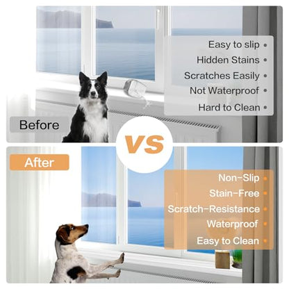 Dog Cat Scratching Window Sill Protector, Self-Adhesive Anti-Scratch Guard for Walls, Furniture - Slip Resistant Pet Shield