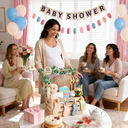 Wooden Baby Shower Crate Closet - Personalized Baby Gift Baskets with Hangers, Large Newborn Boys Girls Clothes Storage Box for Newborn New Parent
