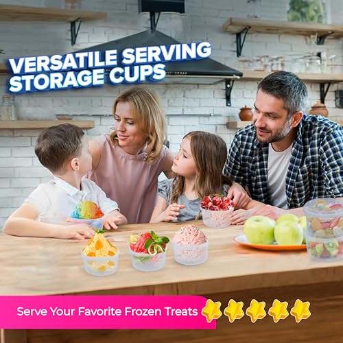 6 Pack Hawaiian Shaved Ice Mold Party Set with Lids, Up Your Game For Much More Snow Cone Treats, BPA-Free Cups Two Bonus Lids, Easy Stackable Freezing, Compatible with S900A, S777 & Others