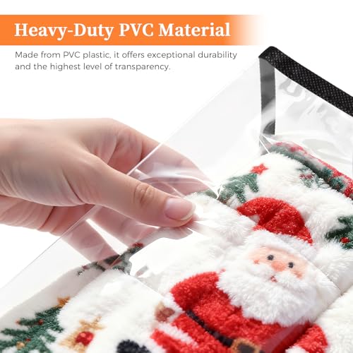 SpaceTrove Clear Storage Bags, 4-Pack Under Bed and Closet Organizers 60L | Clear PVC bags with zippers and handles, foldable waterproof moving bags store comforters, blankets, bedding, clothes and toy