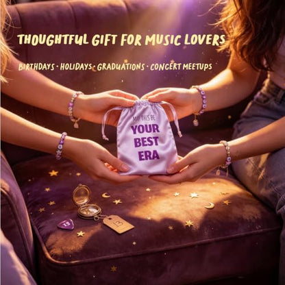 in My Sleeping Era 3Pc Lavender Satin Sleep Mask Gift Set for Music Fans | Era-inspired 13 Stars & Moon; Hidden 13 Scrunchie & Pouch; 360° Blackout; Soft Silky Satin; Post-Concert & Travel Use
