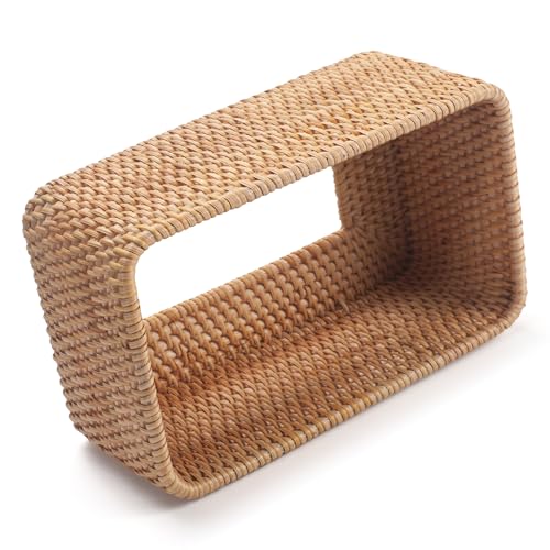 Rattan Tissue Box Cover Natural Woven Facial Napkin Holder Rectangular 10 x 6.1 x 4.1 Inch (Natural)