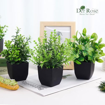 Der Rose 4 Pack Black Bathroom Decor Small Fake Plants, Halloween Decor | Realistic faux plants, gothic black accent style, for shelf desk office farmhouse table and Halloween fall home decor