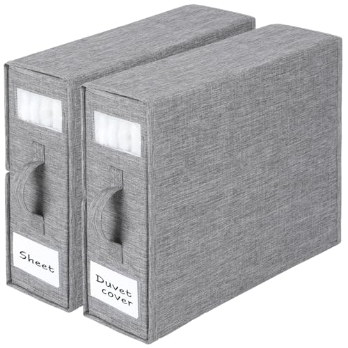 Bed Sheet Organizer 2 Pack – Foldable Linen Closet... (Grey)