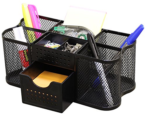 Desk Organizers Pen Holder Office Caddy Storage, B... (Black | Metal)