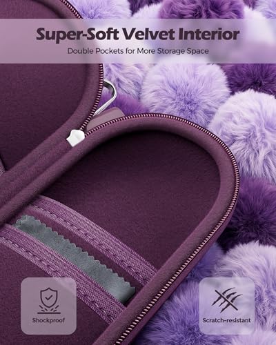 ProCase Hard Double Sunglasses Glasses Case for Men Women -Plum | EVA Shell Shockproof Dual Eyeglass Case with Metal Hook Velvet Lining, Travel Zipper Organizer for Couple Gifts(1 Pack)