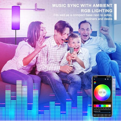 FRIDEKO HOME Floor Lamp, 9W 800LM Color Changing Smart Bulb, Beige Shade | Music Sync Light, App & Remote Control, Dimmable & Adjustable Color Temperature Standing Lamp for Living Room Bedroom Gaming
