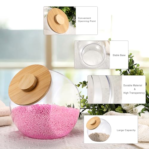 Sumnacon Laundry Pods Container with Wooden Lid, Wide Mouth Laundry Room Organization Containers Plastic Food Storage Jar for Pantry Versatile Candy Jar or Cookie Containers for Kitchen