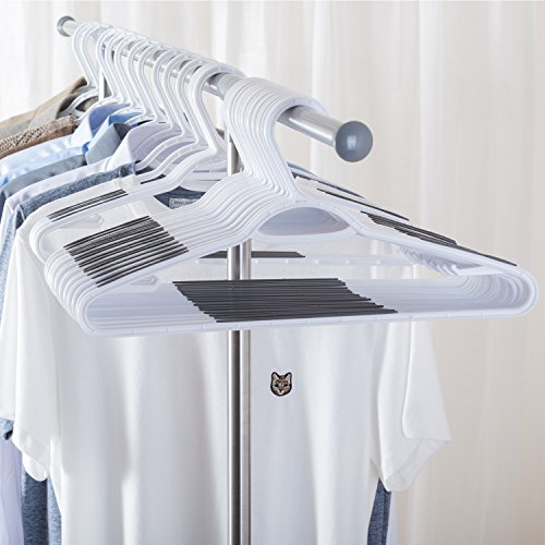 Plastic Clothes Hangers 30 Pack, Non Slip Coat Hanger Grey | Clothing Hangers with Rubber Grip, Thin Pants Hangers Space Saving, Closet Hangers for Adult Skirt Shirt Suits Dress