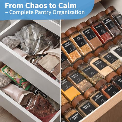 Glass Spice Containers for Kitchen: 24P 4oz Dishwasher Safe Jars