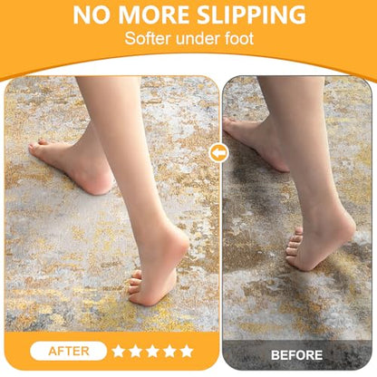 5x7 Non Slip Rug Pad Gripper, 1/4" Thick Cushioned Carpet Pads | Rugs Padding for Hardwood Floors, Felt and Silicone Backing, Under Area Rugs Anti Skid Mat Keep Rugs in Place