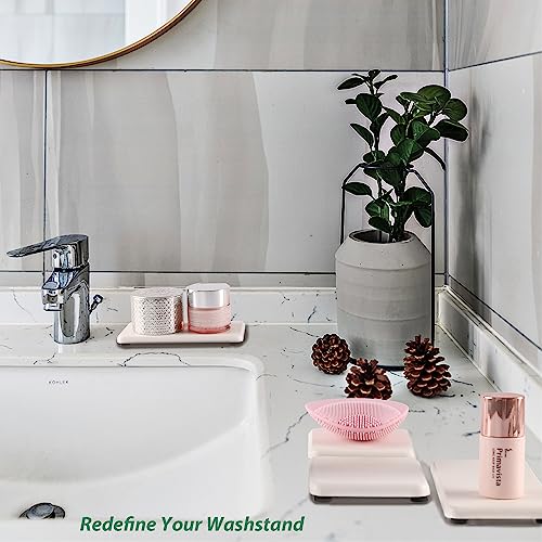 NiuYichee Set of 4 Water Absorbent Diatomite Coasters, Diatomaceous Earth Kitchen Soap Dish, Bathroom Trays, Water Absorbing Stone Used for Hand Soaps & Plants & Toiletries in The Modern Home
