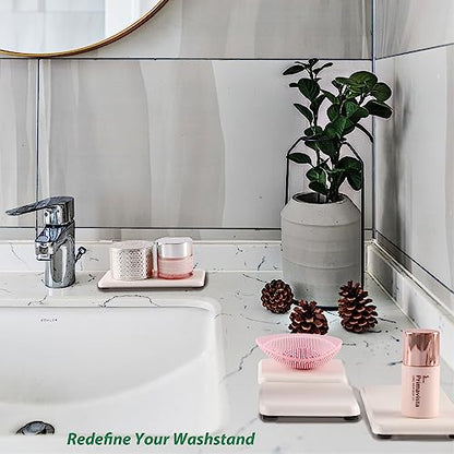 NiuYichee Set of 4 Water Absorbent Diatomite Coasters, Diatomaceous Earth Kitchen Soap Dish, Bathroom Trays, Water Absorbing Stone Used for Hand Soaps & Plants & Toiletries in The Modern Home