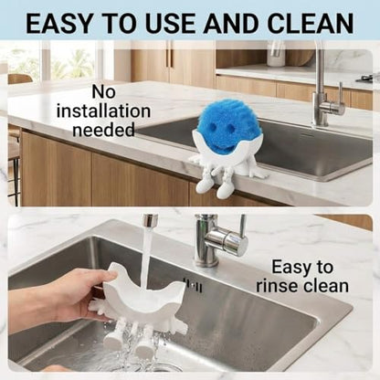 Creative Drainage Sponge Holder: Traceless Glue, 3D Printed Funny Kitchen Sink Holder, Keeps Sponge Dry – for Scrub Daddy (1, White)