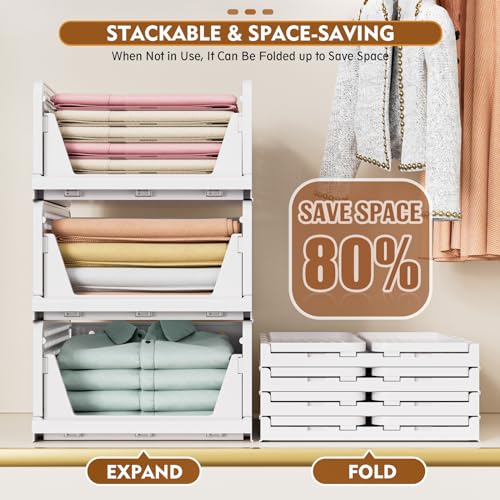 5 Pack Stackable Closet Organizer Box, Multifuncti... (Pink | Plastic)