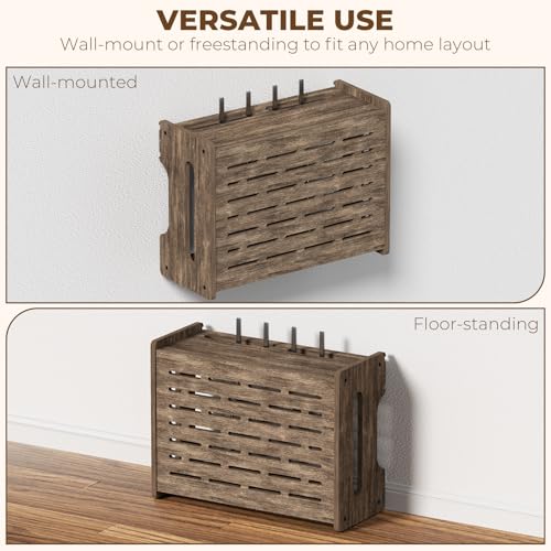 Router Box Hider, Wood Cable Shelf for Modem, Wall Mount