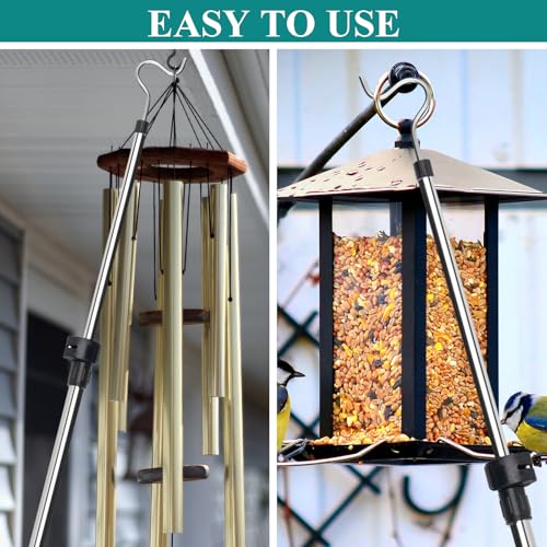 Clothes Hanger Reaching Hook Telescopic Adjustment clothes hook pole Light and can Extend from 37" to 65" with 4.7 "Hook and Sponge Handle.