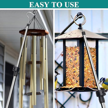Clothes Hanger Reaching Hook Telescopic Adjustment clothes hook pole Light and can Extend from 37" to 65" with 4.7 "Hook and Sponge Handle.