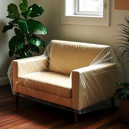 2 Pack Plastic Chair Cover for Moving and Storage 46"x 76" Plastic Furniture Covers Moving Heavy-Duty Water Resistant &Cover Dust-Proof for Indoor Outdoor Patio