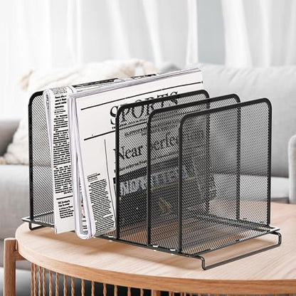 Simple Houseware Expandable 5 Section Upright File Sorter Organizer, Black