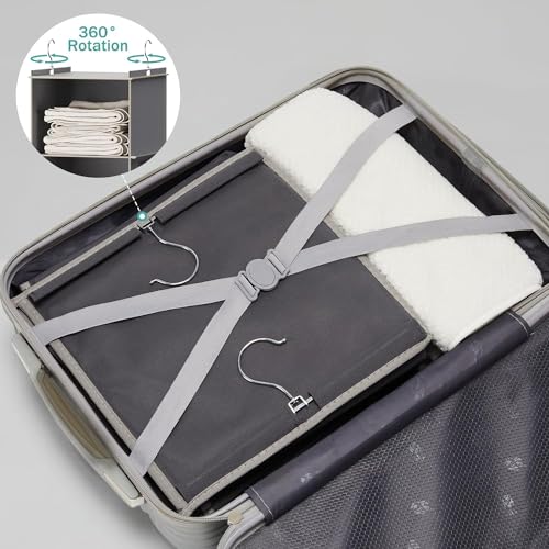 YOUDENOVA Hanging Closet Organizer and Storage, 6-Shelf, Grey | Dorm Room Essentials for Guys, Clothes Organizer with 2 Side Pockets, Hanging Shelves for Closet Storage, Breathable Fabric
