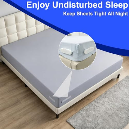Bed Sheet Holders for Corners, 4 Pcs Lock Fitted Sheet Clips Fastener | Bed Sheet Grippers, Non-slip Heavy Duty Holder to Keep Sheets Tight, Fit Mattress Twin Full Queen King Size Beds Easy Install
