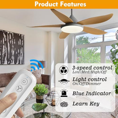 Ceiling Fan Remote Control Kit Replacement for Hunter 99770 | Universal 3-speed Fan Control Kit for Hunter Hampton Bay Harbor Breeze Ceiling Fans. Fits 99392/99813/99770/99122/99123/99198