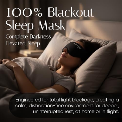 Luxe Luxury Sleep Mask for Back & Side Sleepers, 100% Light Blocking 3D Eye Mask with Zero Pressure Eye Cups, Lash-Friendly, Soft Breathable Night Mask for Travel & Naps, Black